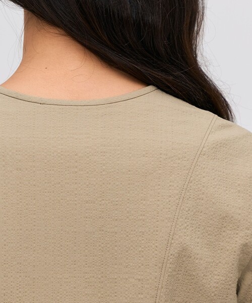 BACCA（バッカ）の「シアサッカー ペプラムブラウス（シャツ/ブラウス・レディース・ネイビー/ベージュ・36/34）」の7枚目の写真