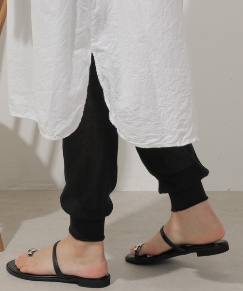 セール】ゆったり スリム レギンス リブ メロウ パンツ