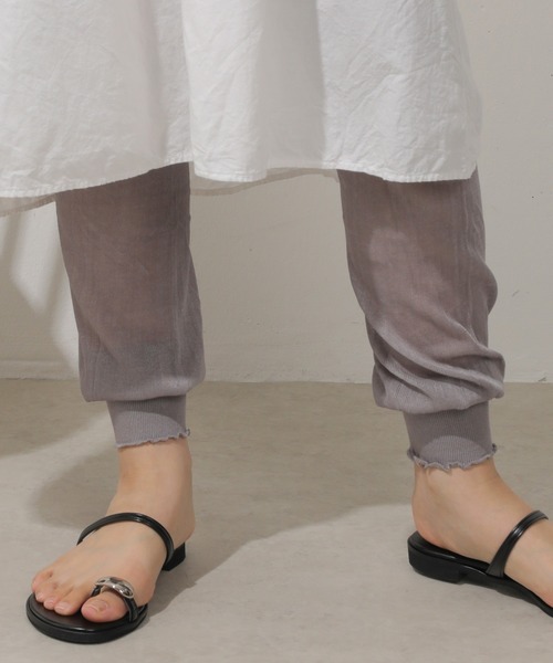 セール】ゆったり スリム レギンス リブ メロウ パンツ
