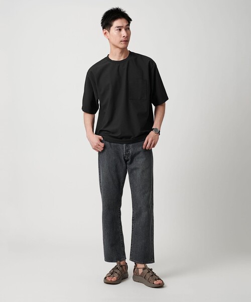 セール】ワープニット クルーネック Tシャツ -ストレッチ・吸水