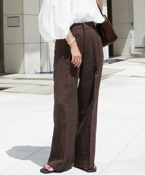 セール】*Linen ワイドパンツ（スラックス）｜Deuxieme Classe