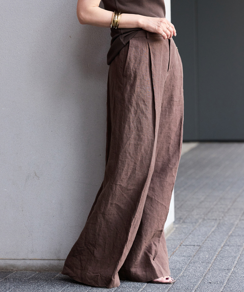 値下げ中❗️ワイドパンツ セール】*Linen ワイドパンツ（スラックス）｜Deuxieme Classe