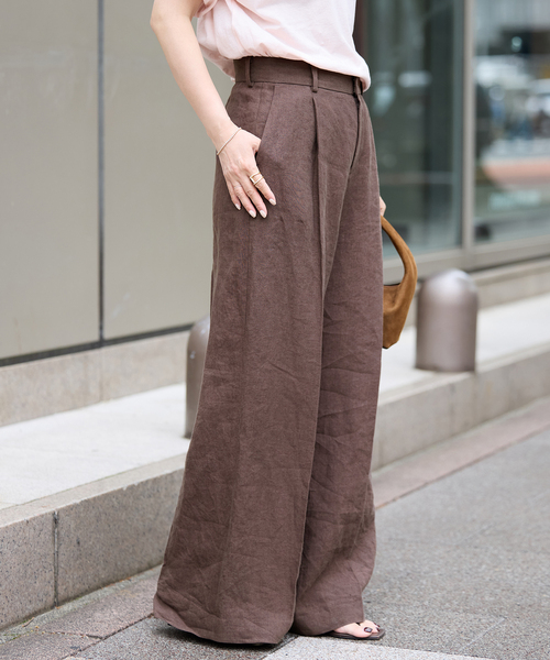 セール】*Linen ワイドパンツ（スラックス）｜Deuxieme Classe