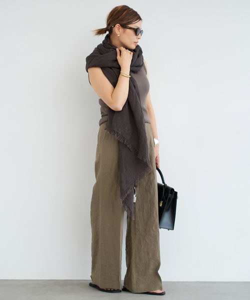 ★Deuxieme classe スリムニットパンツ チェック ブラウン ウール Deuxieme Classe｜ドゥーズィエムクラスのパンツ（ウール