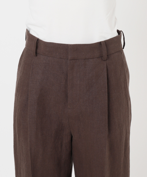 Deuxieme Classe スラックス 茶 0204125A0021 Stretch twill タックパンツ（スラックス）｜Deuxieme Classe