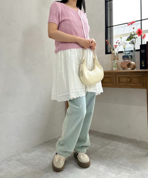 mebole(メボレ)の「short sleeve knit cardigan(ニット/セーター・レディース・ブルー/アイボリー/ピンク・FREE)」の16枚目の写真