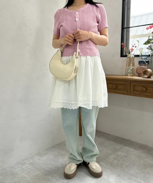 mebole(メボレ)の「short sleeve knit cardigan(ニット/セーター・レディース・ブルー/アイボリー/ピンク・FREE)」の15枚目の写真