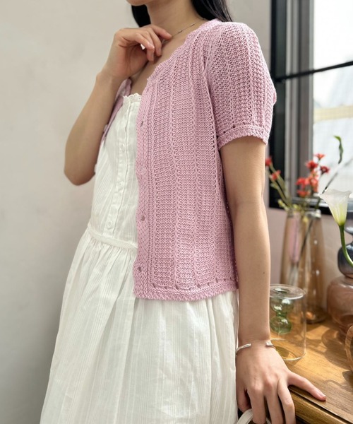 mebole(メボレ)の「short sleeve knit cardigan(ニット/セーター・レディース・ブルー/アイボリー/ピンク・FREE)」の20枚目の写真