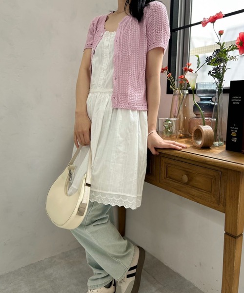 mebole(メボレ)の「short sleeve knit cardigan(ニット/セーター・レディース・ブルー/アイボリー/ピンク・FREE)」の8枚目の写真