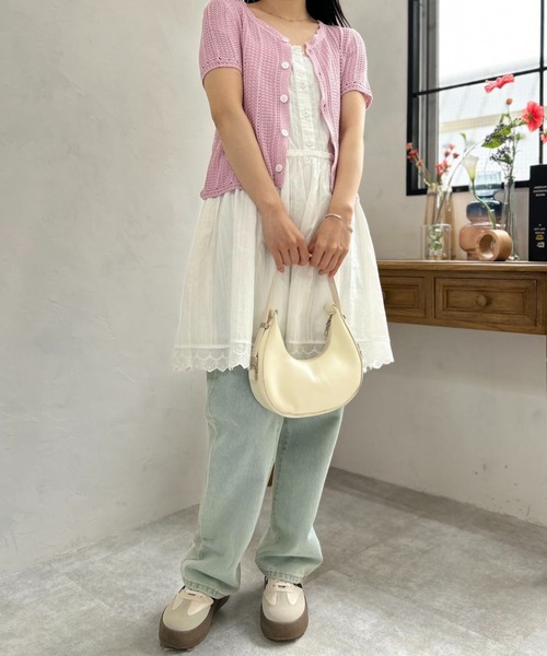 mebole(メボレ)の「short sleeve knit cardigan(ニット/セーター・レディース・ブルー/アイボリー/ピンク・FREE)」の7枚目の写真