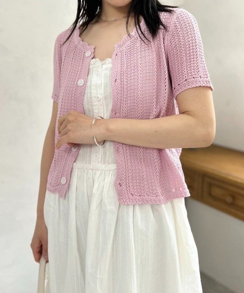 mebole(メボレ)の「short sleeve knit cardigan(ニット/セーター・レディース・ブルー/アイボリー/ピンク・FREE)」の12枚目の写真