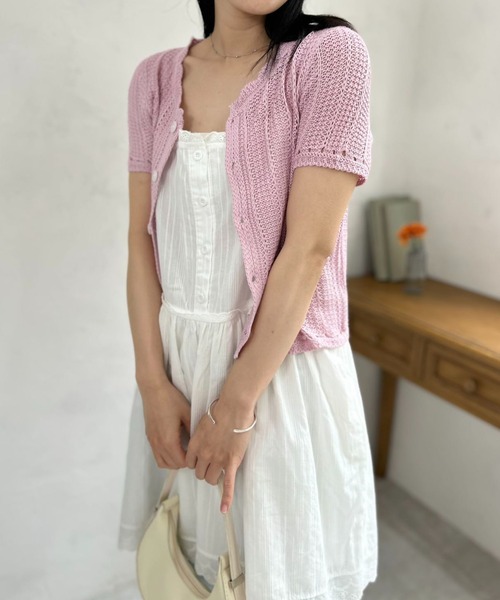 mebole(メボレ)の「short sleeve knit cardigan(ニット/セーター・レディース・ブルー/アイボリー/ピンク・FREE)」の19枚目の写真