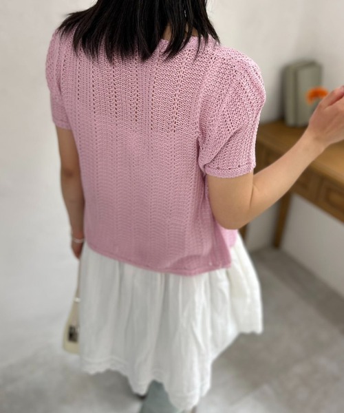 mebole(メボレ)の「short sleeve knit cardigan(ニット/セーター・レディース・ブルー/アイボリー/ピンク・FREE)」の10枚目の写真