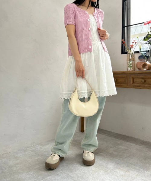 mebole(メボレ)の「short sleeve knit cardigan(ニット/セーター・レディース・ブルー/アイボリー/ピンク・FREE)」の14枚目の写真