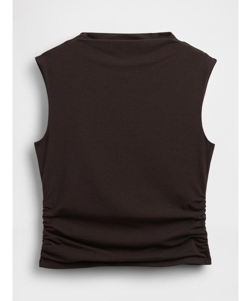 GAP(ギャップ)の「モダン ファンネルネック ルーシュ クロップド タンクトップ(Tシャツ/カットソー・レディース・ブラウン/ブラック/ホワイト・XXS/XS/S/M/L/XL)」の4枚目の写真