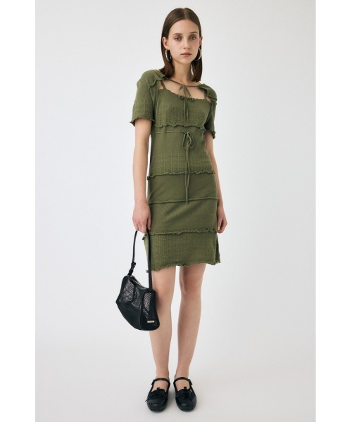 MOUSSY（マウジー）の「BOW DESIGN KNIT ミニドレス（ワンピース・レディース・ネイビー/ホワイト/カーキ・1/2）」の5枚目の写真