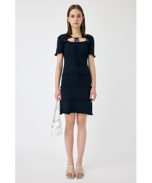 MOUSSY BOW DESIGN KNIT ミニワンピース LAGUA GEM | SIDE LACE CUT ミニワンピース (ワンピース(ミニ