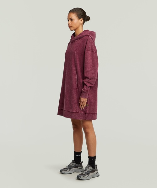 G-STAR(ジースター)の「A LINE SWEATER DRESS/ヴィンテージライクウォッシュド加工フロントシームデザインオーバーサイズロゴスウェットワンピース(ワンピース・レディース・ダークブルー/レッド系その他・SMALL/MEDIUM/X-SMALL)」の6枚目の写真