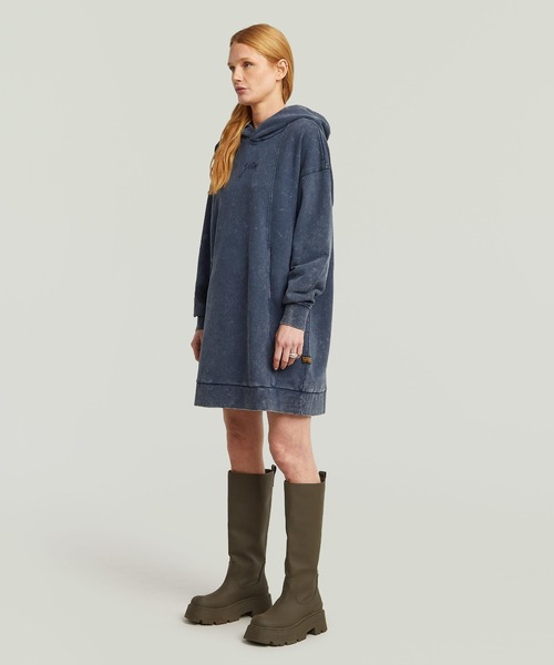 G-STAR(ジースター)の「A LINE SWEATER DRESS/ヴィンテージライクウォッシュド加工フロントシームデザインオーバーサイズロゴスウェットワンピース(ワンピース・レディース・ダークブルー/レッド系その他・SMALL/MEDIUM/X-SMALL)」の12枚目の写真