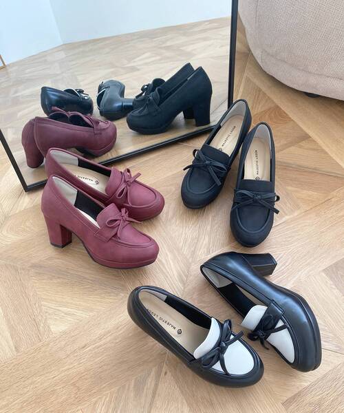 MAJESTIC LEGON(マジェスティックレゴン)の「リボンヒールローファー(ローファー・レディース・ブラック/ブラック系その他/ボルドー・SMALL/MEDIUM/LARGE/X-LARGE)」の3枚目の写真