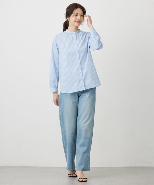 J.PRESS(ジェイプレス)の「BEZ ドビーストライプ バンドカラー ブラウス(シャツ/ブラウス・レディース・サックスブルー系1/ピンク系1/ネイビー系1・T13/T15)」の20枚目の写真
