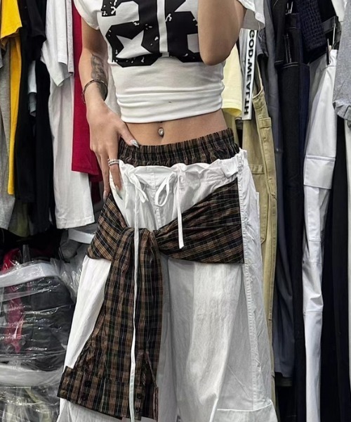 セール】Waist-wrap style nylon pants / 腰巻き風 ナイロン