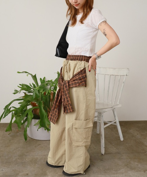 セール】Waist-wrap style nylon pants / 腰巻き風 ナイロン