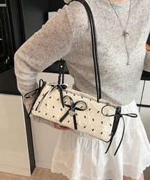 Y2K ボクシーフォルム ガーリーリボンショルダーバッグ