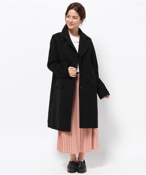 one after another NICE CLAUP（ワンアフターアナザーナイスクラップ）の「【ar12月号掲載 ナイスクラップ】レディーチェスターコート（チェスターコート・レディース・ブラック/アイボリー/ピンク/グレー・LARGE/MEDIUM）」の14枚目の写真