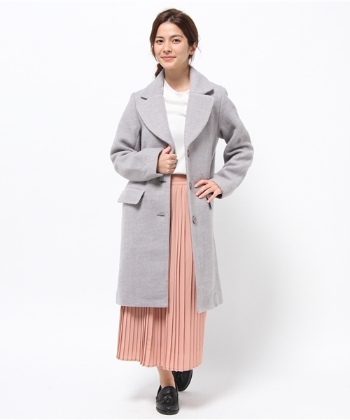 one after another NICE CLAUP（ワンアフターアナザーナイスクラップ）の「【ar12月号掲載 ナイスクラップ】レディーチェスターコート（チェスターコート・レディース・ブラック/アイボリー/ピンク/グレー・LARGE/MEDIUM）」の15枚目の写真