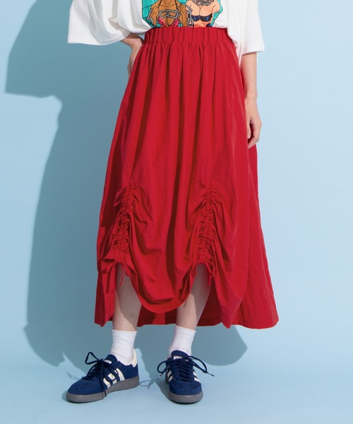 PUNYUS（プニュズ）の「ドロストフレアスカート（スカート・レディース・ブラック/レッド/ホワイト/カーキ/ベージュ・1/2/3/4）」の5枚目の写真