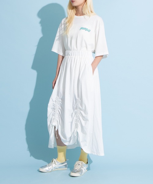 PUNYUS（プニュズ）の「ドロストフレアスカート（スカート・レディース・ブラック/レッド/ホワイト/カーキ/ベージュ・1/2/3/4）」の17枚目の写真