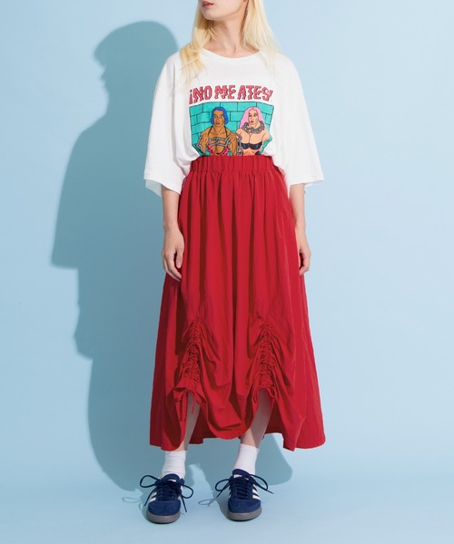 PUNYUS（プニュズ）の「ドロストフレアスカート（スカート・レディース・ブラック/レッド/ホワイト/カーキ/ベージュ・1/2/3/4）」の20枚目の写真