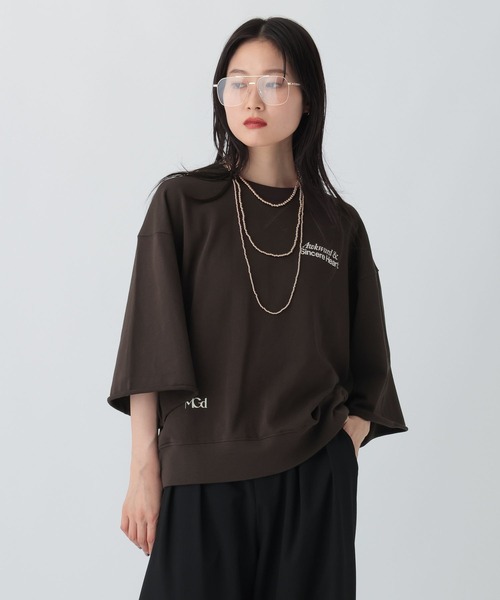 LEPSIM（レプシィム）の「ミニ裏毛6分袖プリントT　582425（Tシャツ/カットソー・レディース・ダークブラウン/グレー/アイボリー・FREE）」の3枚目の写真