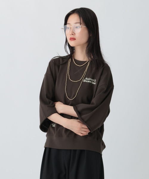 LEPSIM（レプシィム）の「ミニ裏毛6分袖プリントT　582425（Tシャツ/カットソー・レディース・ダークブラウン/グレー/アイボリー・FREE）」の19枚目の写真