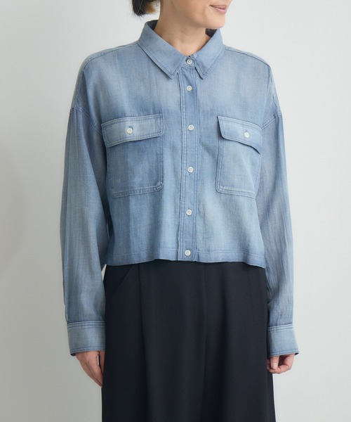 Paradise Picnic（パラダイスピクニック）の「Dignite Collier シアーデニムショートシャツ（シャツ/ブラウス・レディース・ブルー/ネイビー・FREE）」の10枚目の写真