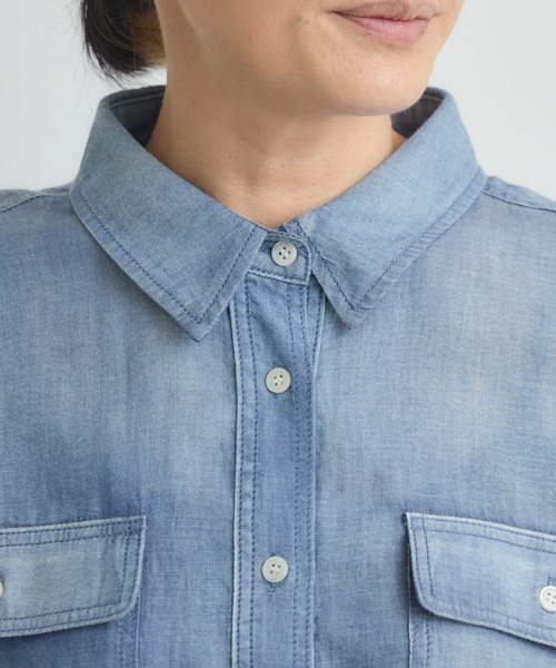 Paradise Picnic（パラダイスピクニック）の「Dignite Collier シアーデニムショートシャツ（シャツ/ブラウス・レディース・ブルー/ネイビー・FREE）」の15枚目の写真
