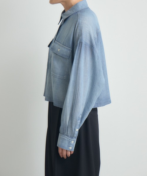 Paradise Picnic（パラダイスピクニック）の「Dignite Collier シアーデニムショートシャツ（シャツ/ブラウス・レディース・ブルー/ネイビー・FREE）」の13枚目の写真