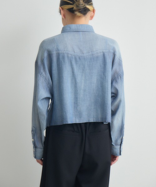 Paradise Picnic（パラダイスピクニック）の「Dignite Collier シアーデニムショートシャツ（シャツ/ブラウス・レディース・ブルー/ネイビー・FREE）」の12枚目の写真