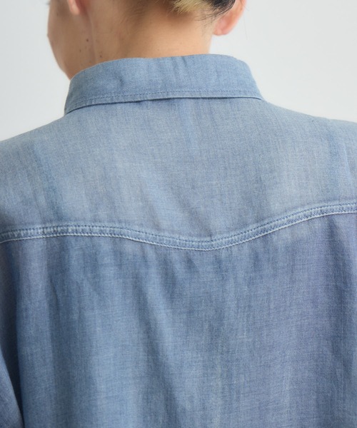 Paradise Picnic（パラダイスピクニック）の「Dignite Collier シアーデニムショートシャツ（シャツ/ブラウス・レディース・ブルー/ネイビー・FREE）」の14枚目の写真