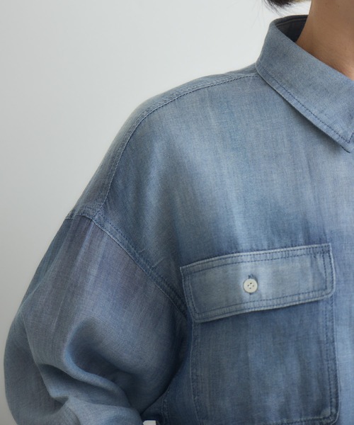 Paradise Picnic（パラダイスピクニック）の「Dignite Collier シアーデニムショートシャツ（シャツ/ブラウス・レディース・ブルー/ネイビー・FREE）」の16枚目の写真