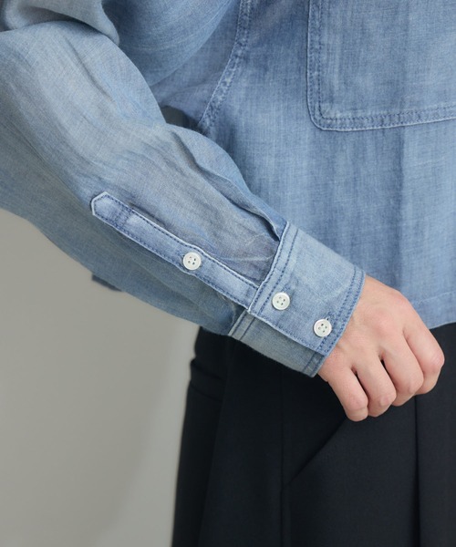 Paradise Picnic（パラダイスピクニック）の「Dignite Collier シアーデニムショートシャツ（シャツ/ブラウス・レディース・ブルー/ネイビー・FREE）」の18枚目の写真