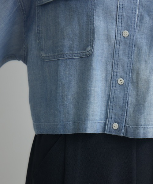 Paradise Picnic（パラダイスピクニック）の「Dignite Collier シアーデニムショートシャツ（シャツ/ブラウス・レディース・ブルー/ネイビー・FREE）」の19枚目の写真