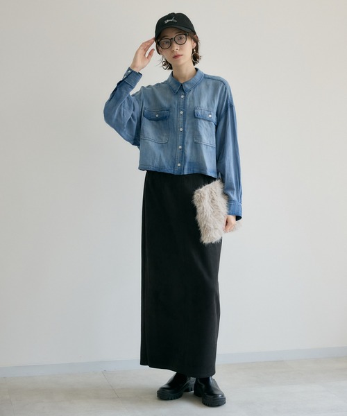 Paradise Picnic（パラダイスピクニック）の「Dignite Collier シアーデニムショートシャツ（シャツ/ブラウス・レディース・ブルー/ネイビー・FREE）」の21枚目の写真