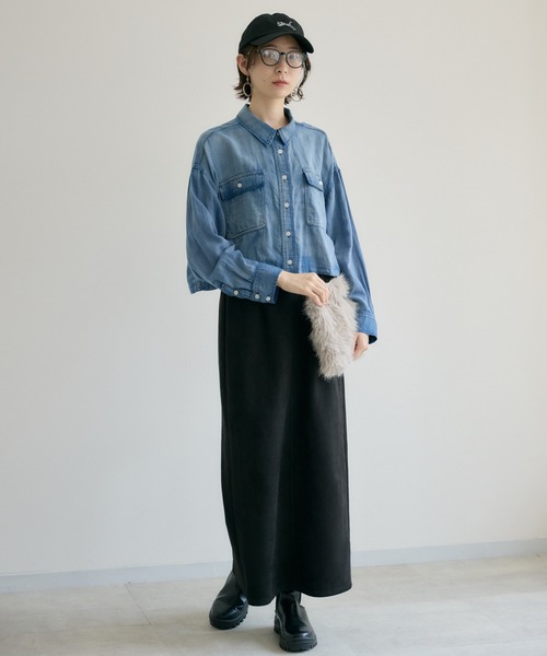 Paradise Picnic（パラダイスピクニック）の「Dignite Collier シアーデニムショートシャツ（シャツ/ブラウス・レディース・ブルー/ネイビー・FREE）」の22枚目の写真