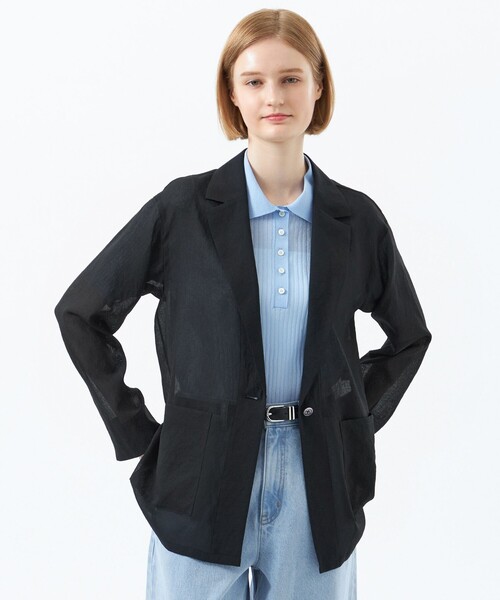 MACKINTOSH PHILOSOPHY(マッキントッシュ フィロソフィー)の「シアーガーゼライトジャケット(テーラードジャケット・レディース・オフホワイト/ブラック・36/38)」の2枚目の写真