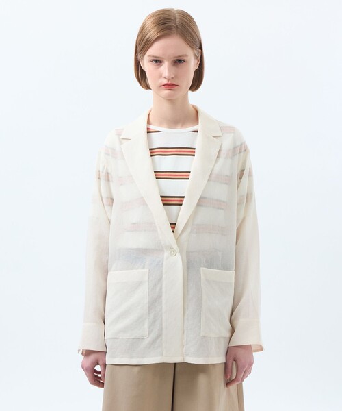 MACKINTOSH PHILOSOPHY(マッキントッシュ フィロソフィー)の「シアーガーゼライトジャケット(テーラードジャケット・レディース・オフホワイト/ブラック・36/38)」の6枚目の写真