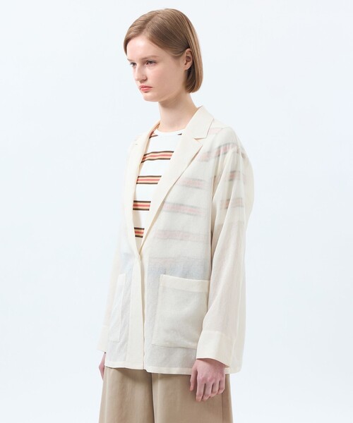 MACKINTOSH PHILOSOPHY(マッキントッシュ フィロソフィー)の「シアーガーゼライトジャケット(テーラードジャケット・レディース・オフホワイト/ブラック・36/38)」の7枚目の写真