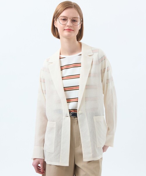 MACKINTOSH PHILOSOPHY(マッキントッシュ フィロソフィー)の「シアーガーゼライトジャケット(テーラードジャケット・レディース・オフホワイト/ブラック・36/38)」の15枚目の写真
