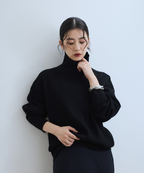 WEB限定】・【定番人気】WOOL混リブタートルニット（ニット/セーター